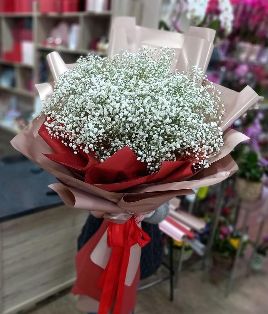Букет Белые хлопья в Кусе Букет цветов из: Гипсофила в Кусе