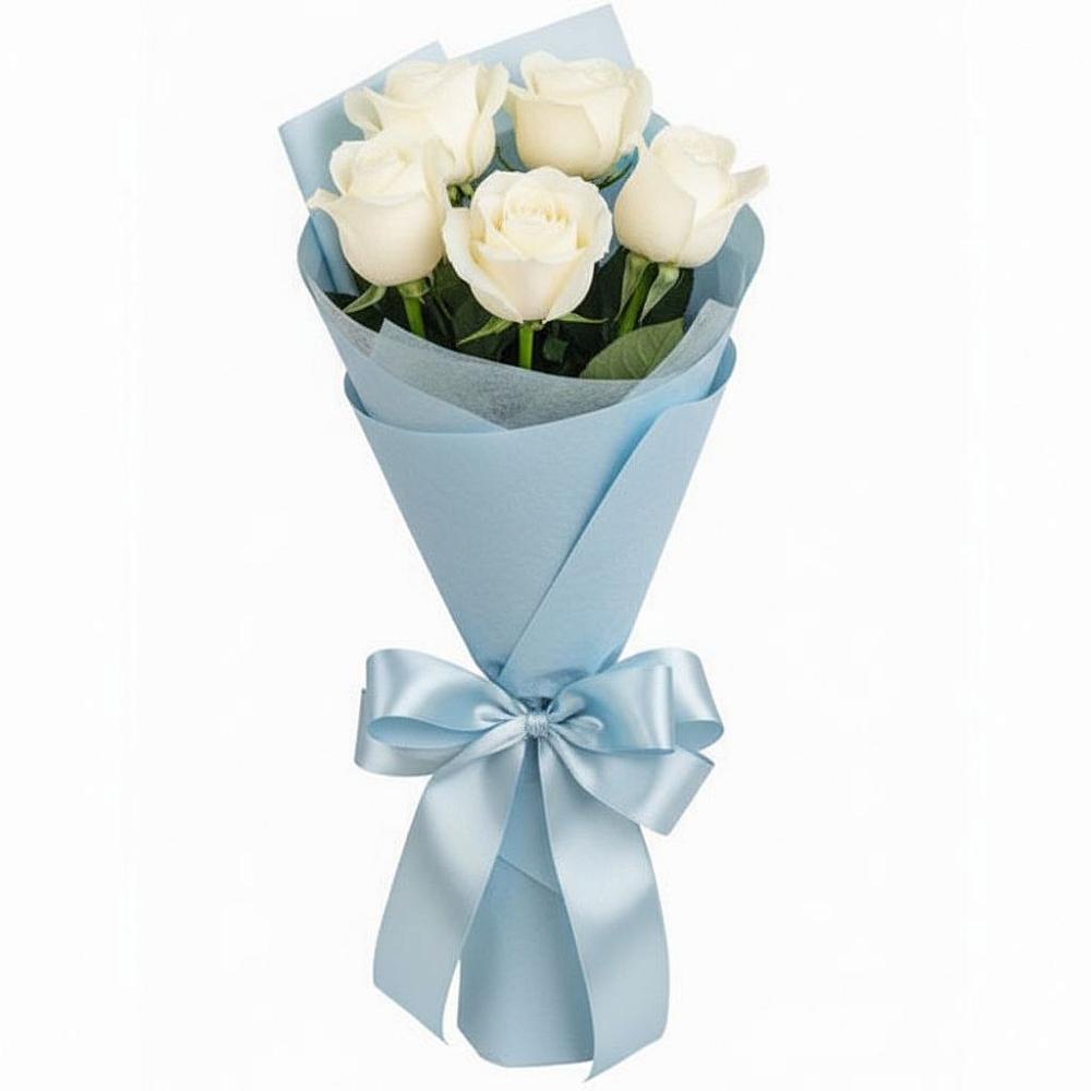 Букет 5 Белых роз Проуд в Кусе