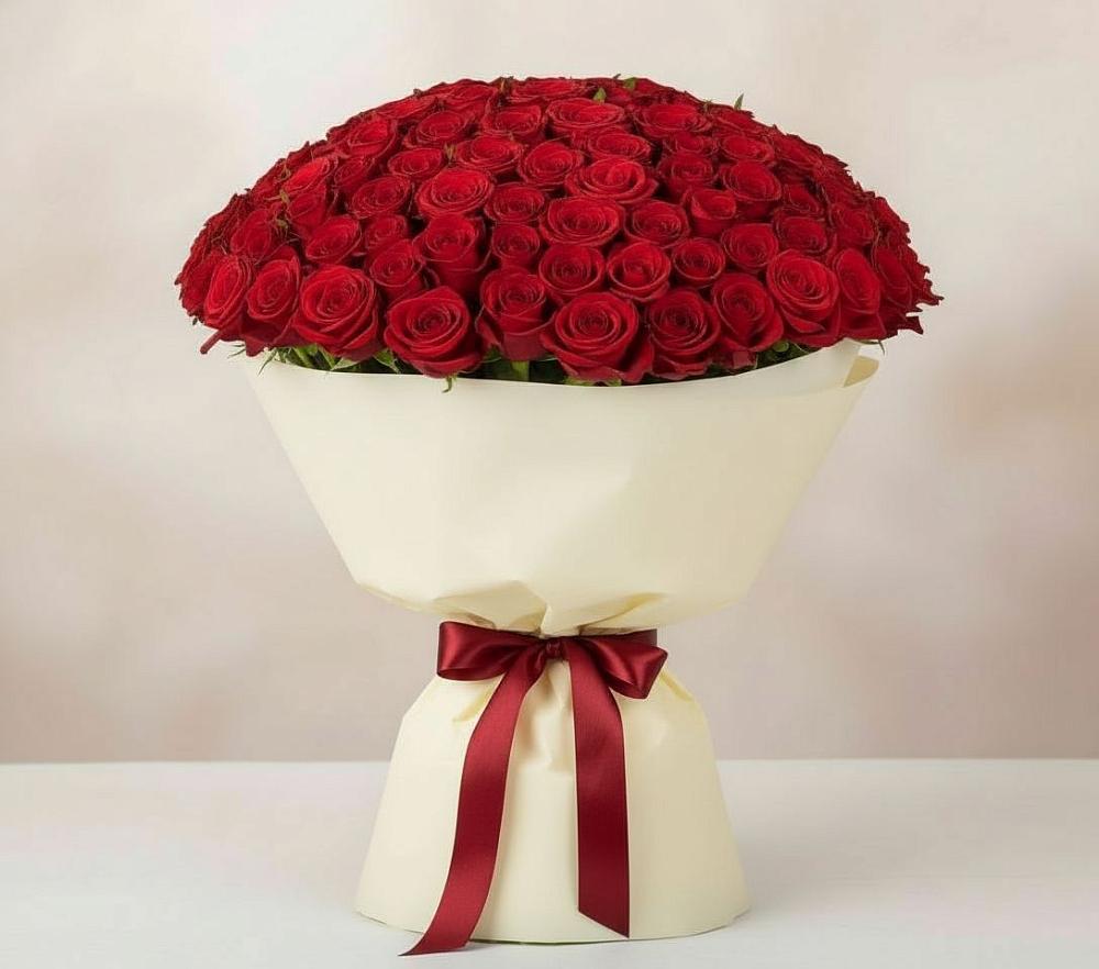 Букет 101 Красная роза Милано в Кусе