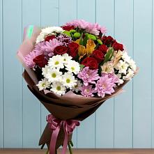 Букет цветов из:  Розы, Хризантемы и Альстромерии #REPLACE_PRED# Кусе