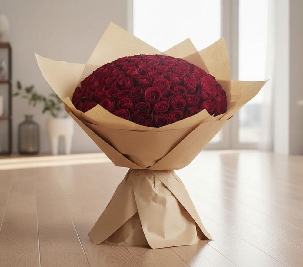 Букет 101 Красная роза в Кусе