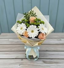 Букет цветов из:  Герберы, Розы и Хризантемы #REPLACE_PRED# Кусе