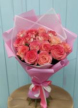 Букет 15 Розовых роз Равель в Кусе